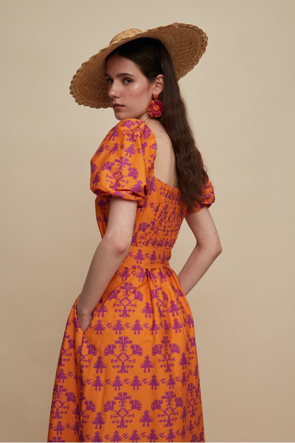 HERAKLEIO MAXI DRESS (PANDA ORANGE PRINT)