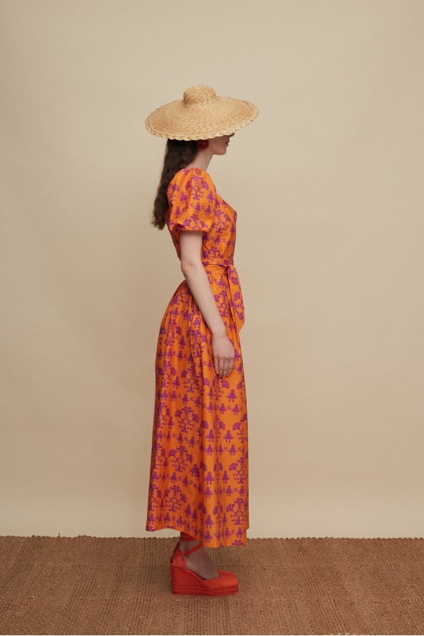 HERAKLEIO MAXI DRESS (PANDA ORANGE PRINT)