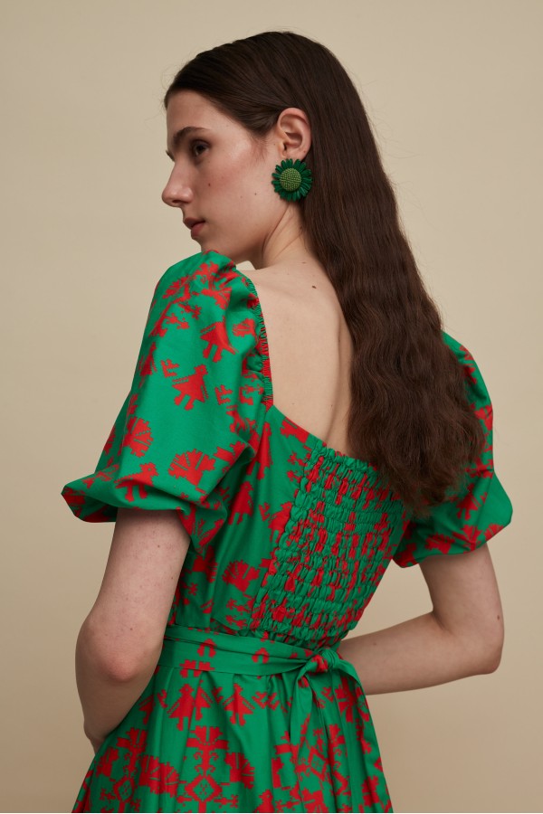 HERAKLEIO MAXI DRESS (PANDA GREEN PRINT)