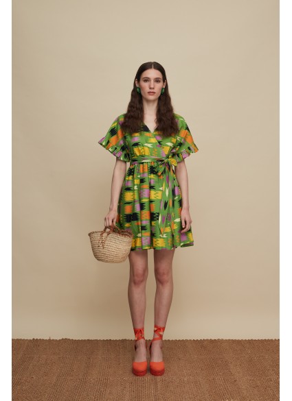 DIKTI MINI DRESS (PATANIA GREEN PRINT)