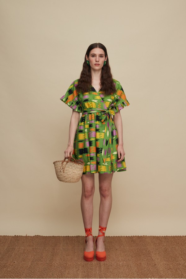 DIKTI MINI DRESS (PATANIA GREEN PRINT)