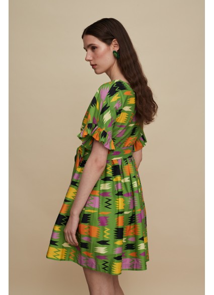DIKTI MINI DRESS (PATANIA GREEN PRINT)
