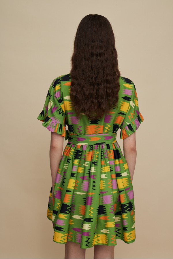 DIKTI MINI DRESS (PATANIA GREEN PRINT)