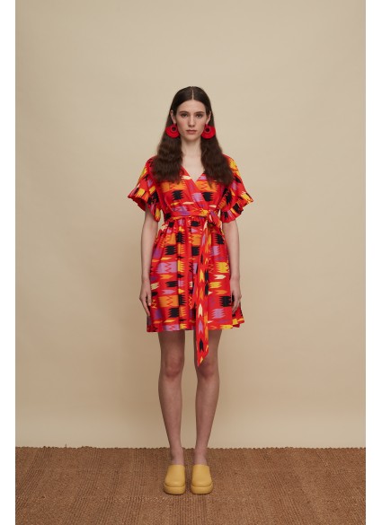 DIKTI MINI DRESS (PATANIA RED PRINT)