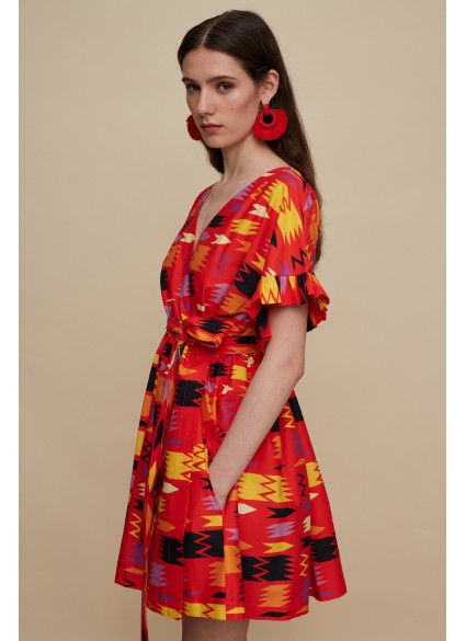 DIKTI MINI DRESS (PATANIA RED PRINT)