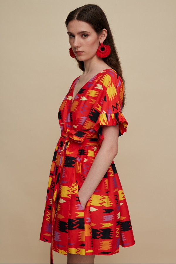DIKTI MINI DRESS (PATANIA RED PRINT)