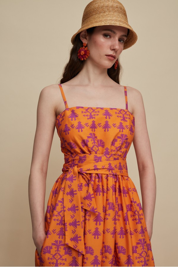 ZAROS MAXI DRESS (PANDA ORANGE PRINT)