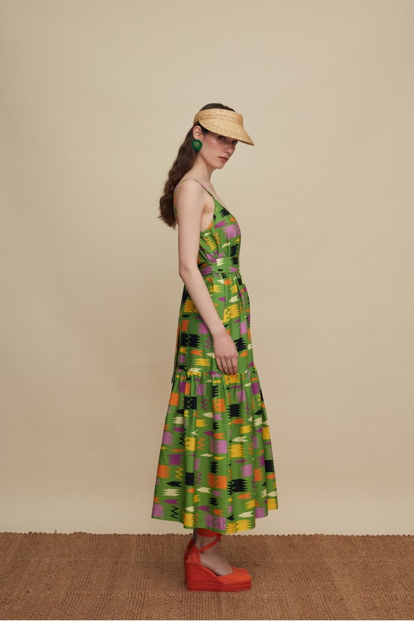 LASITHI MAXI DRESS (PATANIA GREEN PRINT)