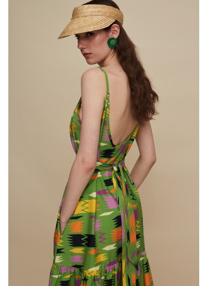 LASITHI MAXI DRESS (PATANIA GREEN PRINT)