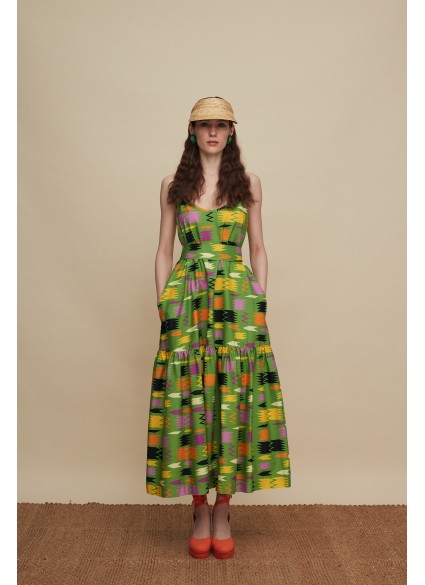 LASITHI MAXI DRESS (PATANIA GREEN PRINT)