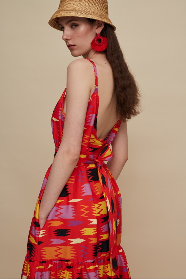 LASITHI MAXI DRESS (PATANIA RED PRINT)