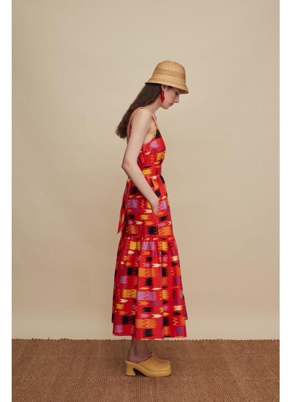 LASITHI MAXI DRESS (PATANIA RED PRINT)