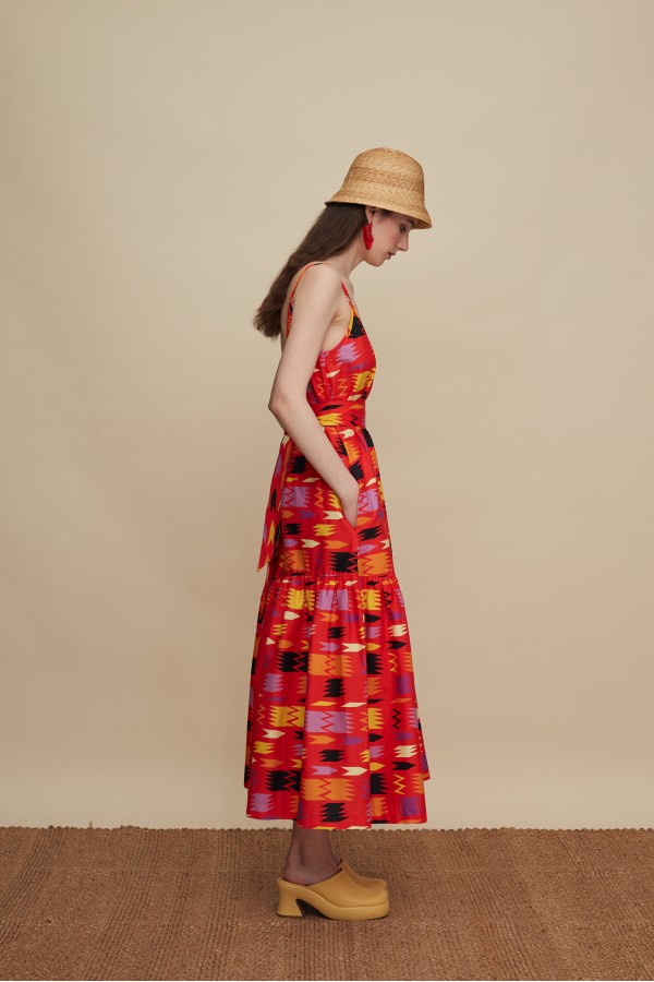 LASITHI MAXI DRESS (PATANIA RED PRINT)