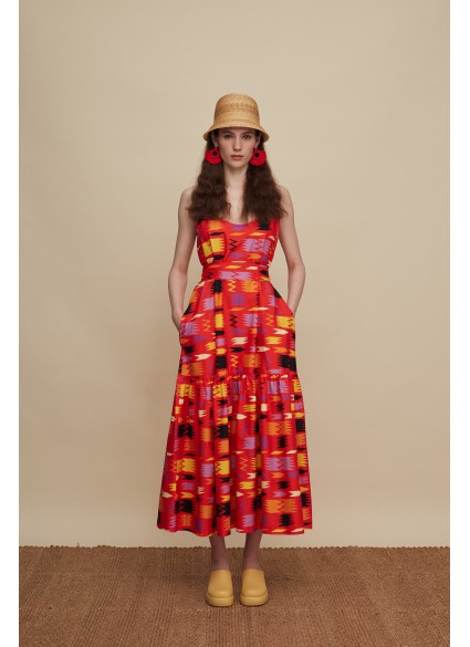 LASITHI MAXI DRESS (PATANIA RED PRINT)