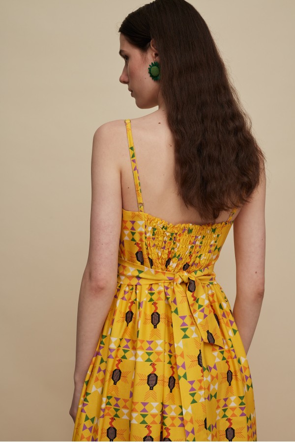 ZAROS MAXI DRESS (FOLK BIRD PRINT)