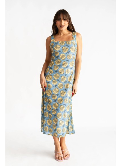 Yellow Scallop Glam Backless Dress
