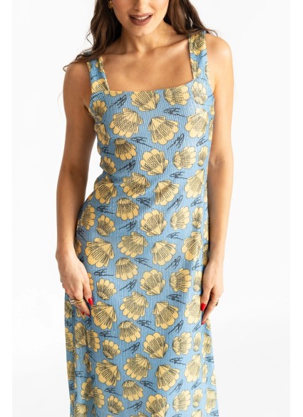 Yellow Scallop Glam Backless Dress