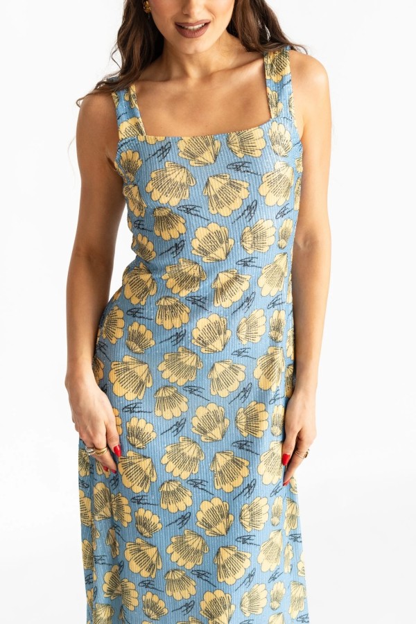 Yellow Scallop Glam Backless Dress