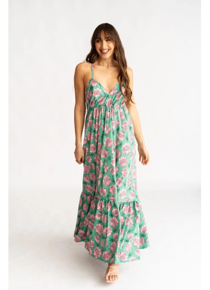 Pink Scallop Backless Dress