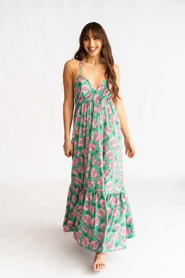 Pink Scallop Backless Dress