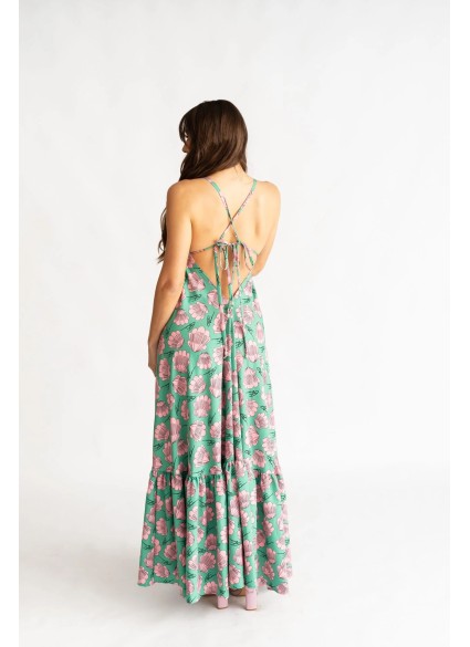 Pink Scallop Backless Dress