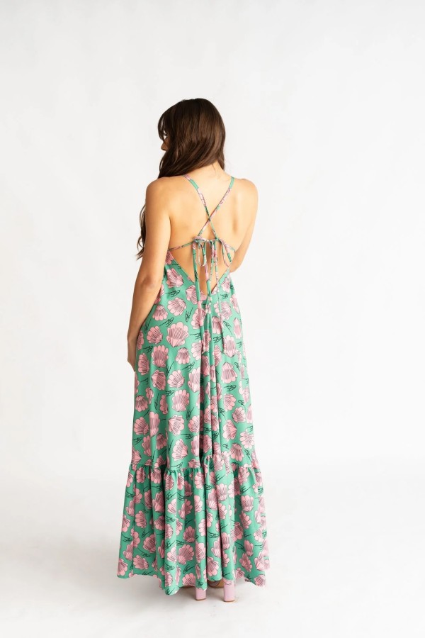 Pink Scallop Backless Dress