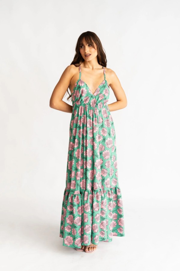 Pink Scallop Backless Dress