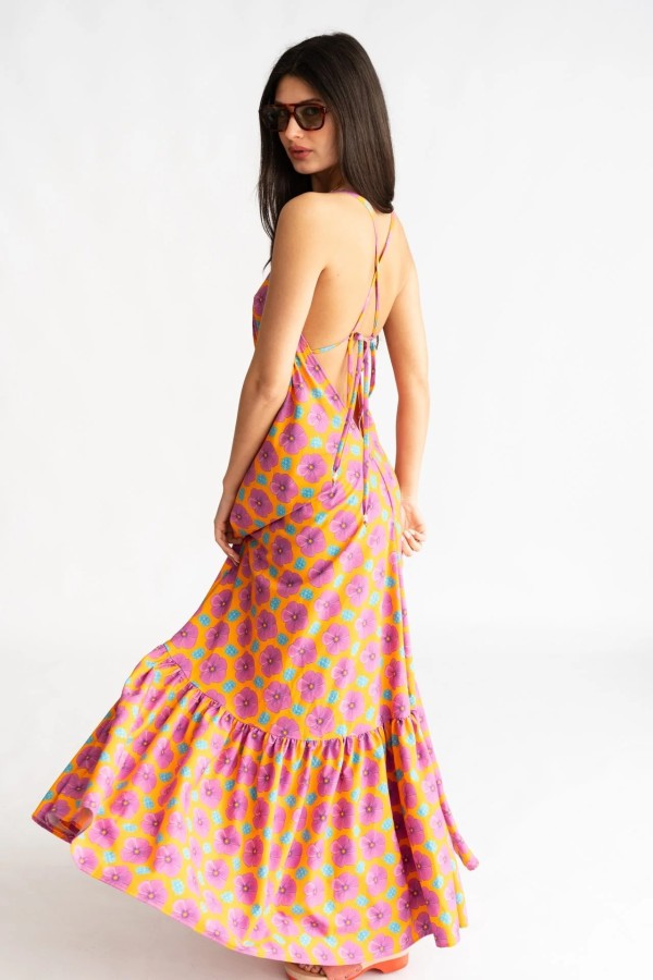 Orange Lily Backless Dress