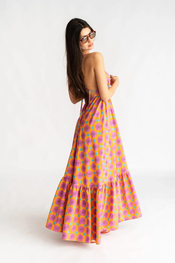 Orange Lily Backless Dress