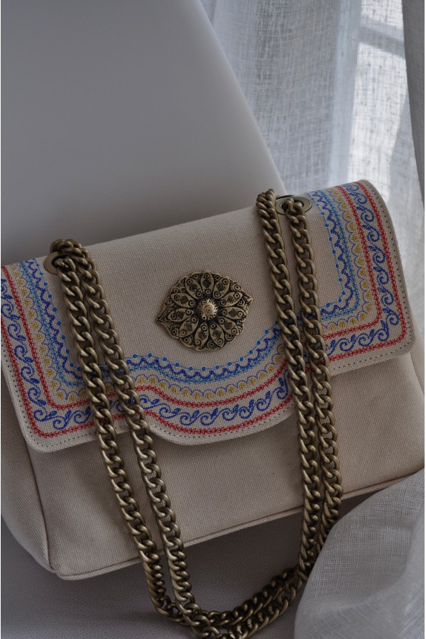 Kalliroi Embroidery Shoulder Bag - Ecru