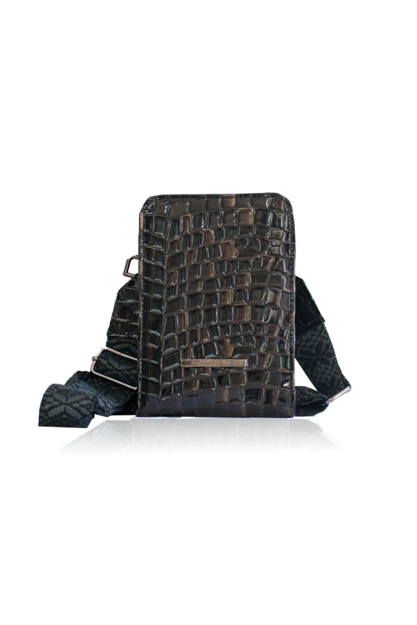 Tiki Leather Phone Case - Black Croco