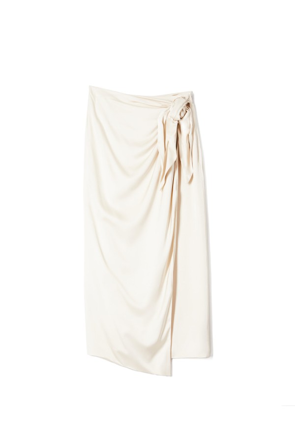 Milkwhite Glossy Wrap Skirt
