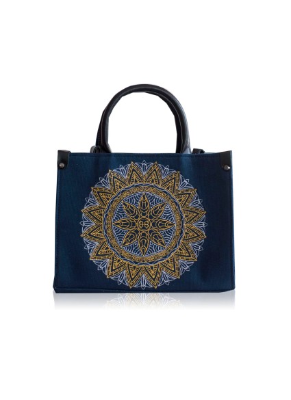 Tote Embroidery Canvas Bag - Blue