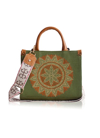 Tote Embroidery Canvas Bag - Green